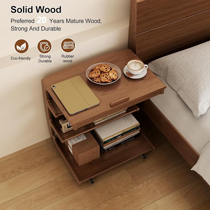 AQIMUELE Rolling Side Table, C Shaped End Table, C Table - Image 5
