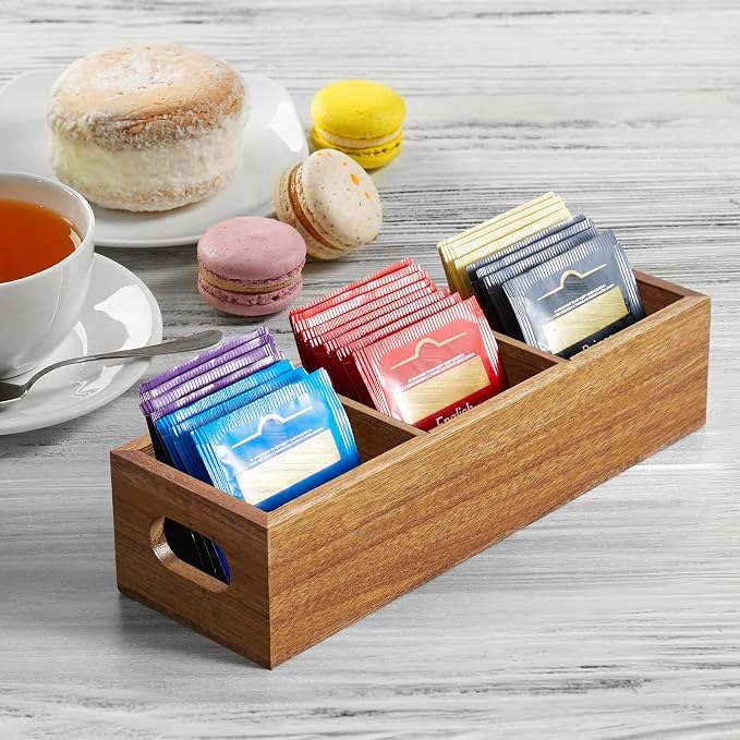 DRASTAR Tea Bag Organizer, Acacia Tea Bag Holder, Tea Storage Containers - Image 2