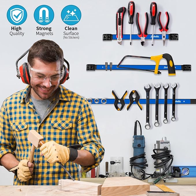 12" 18" 24" Magnetic Tool Holder Strip, Metal Tool Organizer Rack - Image 2