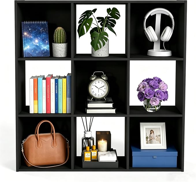 HealSmart 9 Cube Storage Organizer, 3 Tier Stackable Bookshelf, Open Cube by HealSmart