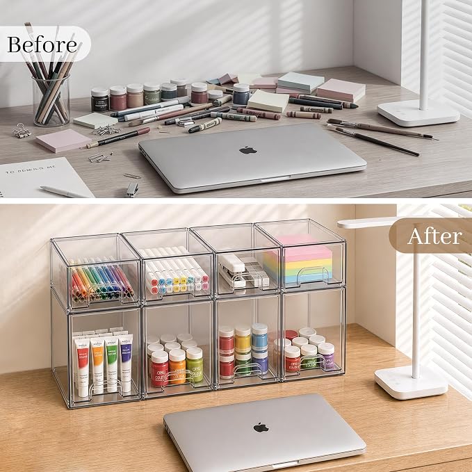 Clear Stackable Storage Drawers, Baby Bottle Organizer, Easily-Access Makeup - Image 5