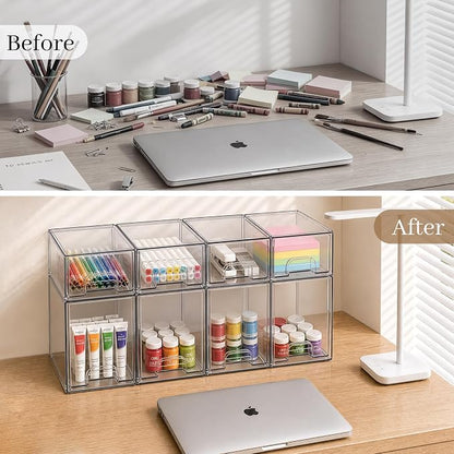 Clear Stackable Storage Drawers, Baby Bottle Organizer, Easily-Access Makeup - Image 5