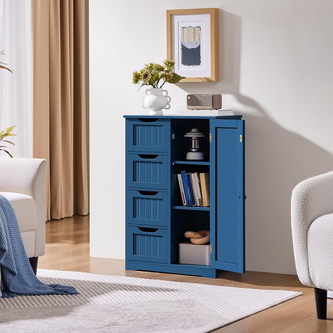 Yaheetech Wooden Bathroom Floor Cabinet, Side Storage Organizer Cabinet - Image 9
