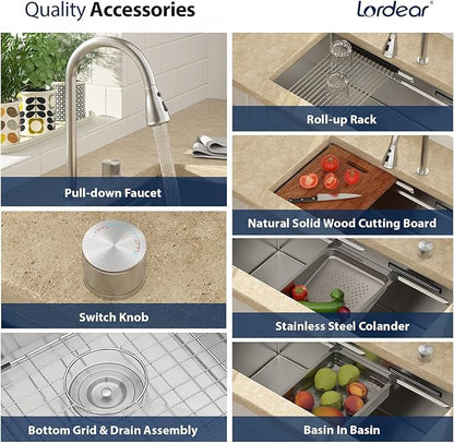 Lordear 33" Undermount Waterfall kitchen Sink - Image 4
