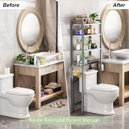 Kalrin Over-The-Toilet Storage Rack, 4-Tier Bathroom Organizer Shelf Over Toilet - Image 4