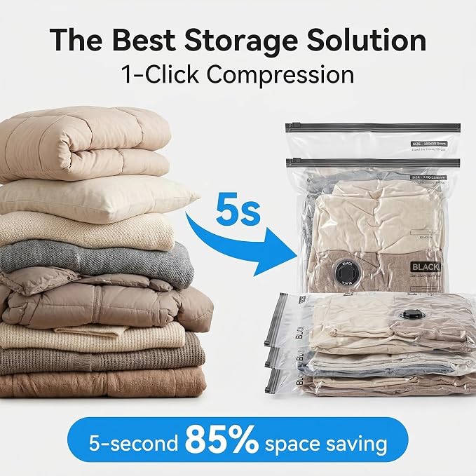 Vacuum Storage Bags with Rechargeable Electric Pump, 16 Pack Vacuum Seal Bags - Image 4