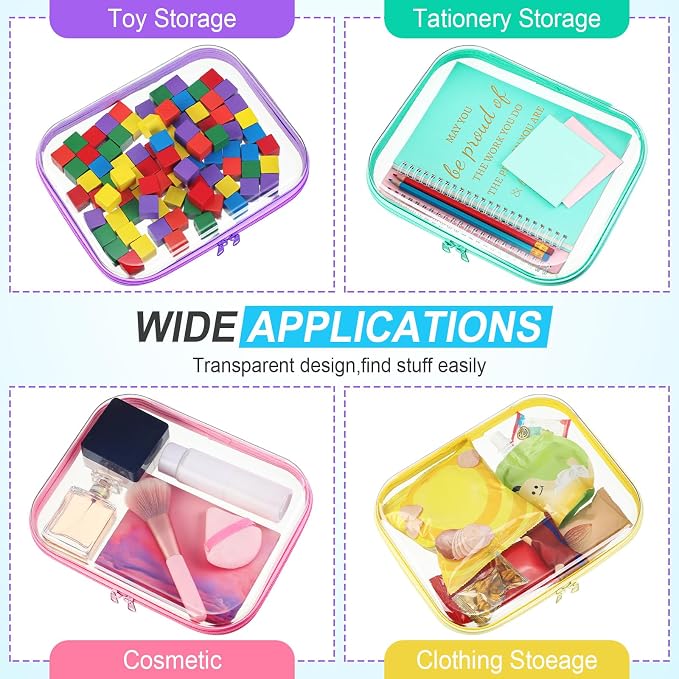 Sanwuta 6 Pcs Clear Hard Zipper Case Hard Plastic Zipper Pouches Transparent - Image 7