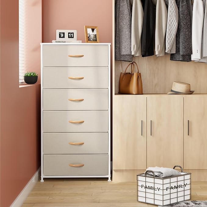 Tall 6-Drawer Wide Fabric Storage Tower Dresser - Image 2