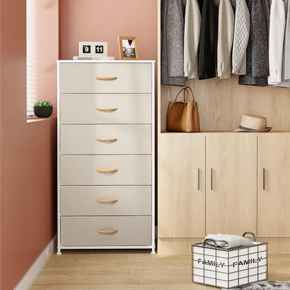 Tall 6-Drawer Wide Fabric Storage Tower Dresser - Image 2