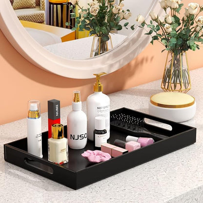 NIUBEE Acrylic Serving Tray 12x20 Inches -Spill Proof- Black Decorative Tray - Image 6