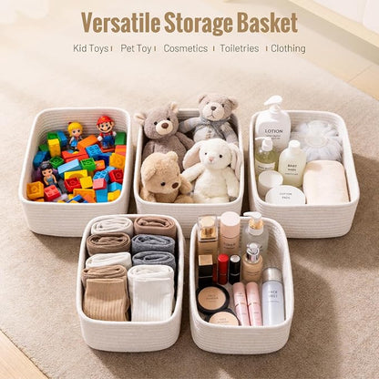 5 Pack Small Woven Storage Baskets - Image 4