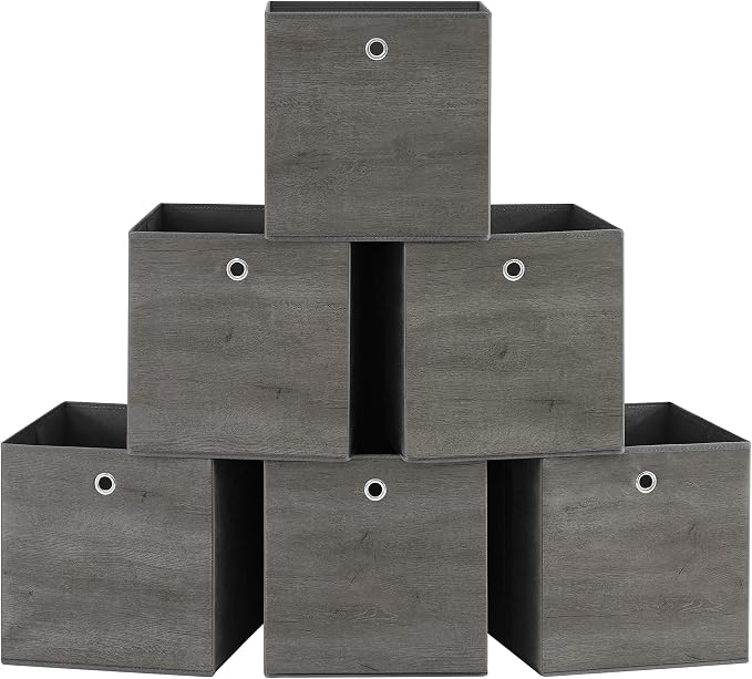 SONGMICS Storage Cubes, Foldable Fabric Storage Bins, Misty Gray, URFB133G01 by Unknown