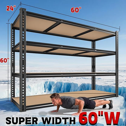 ROOMFAVE 2800LBS Garage Shelving 60" W Metal Shelving Storage Shelves Heavy - Image 3