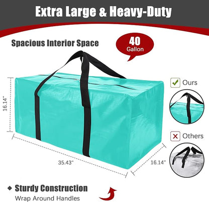 Extra Large Moving Bags with Zippers & Carrying Handles, Heavy-Duty Storage Tote - Image 2