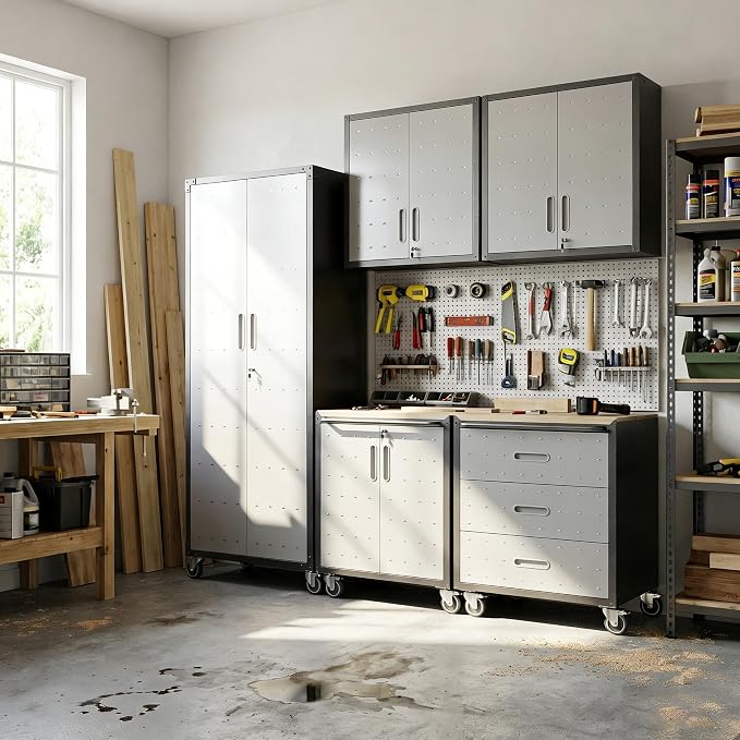 Garage Cabinet System | Heavy Duty Steel All-in-One Modular Garage Cabinet Set by VIYET