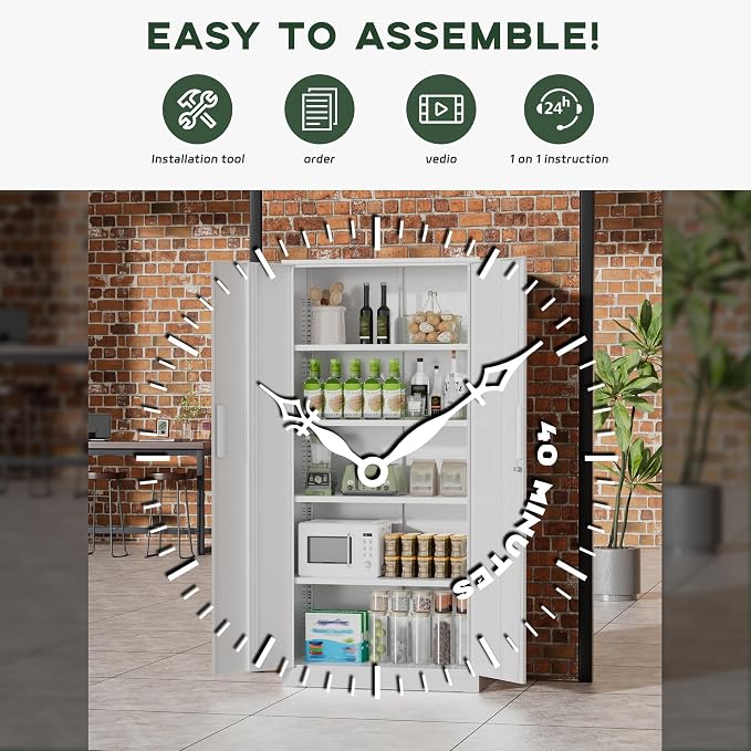 Greenvelly White Metal Storage Cabinet - Image 5