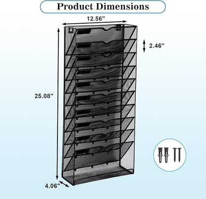 EASEPRES Desk File Organizer Mesh 11-Tier, Hanging Wall Mount Document - Image 7