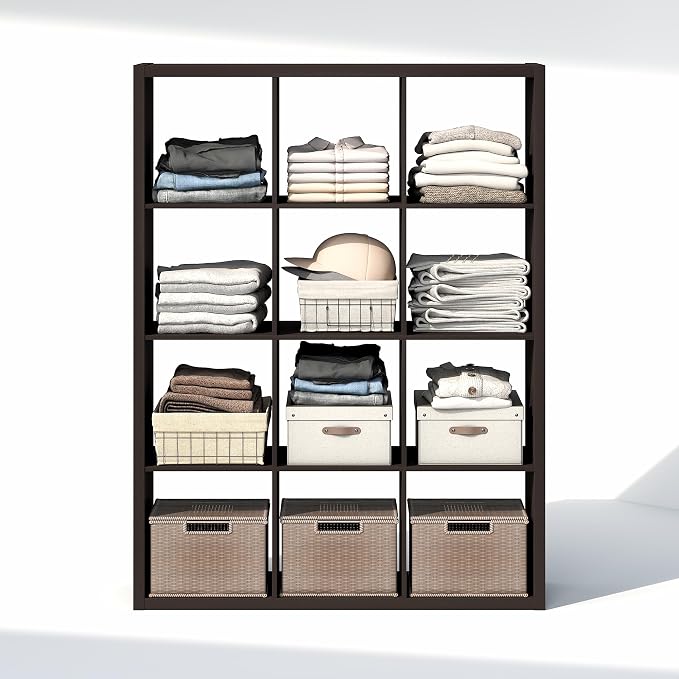 Furinno Cubic 12-Cube Closet Organizers and Storage, Dark Oak | Extra Thick - Image 6