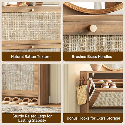 Nicetree Shoe Cabinet Storage for Entryway, 4-Flip Drawer Narrow Shoe Rack - Image 7