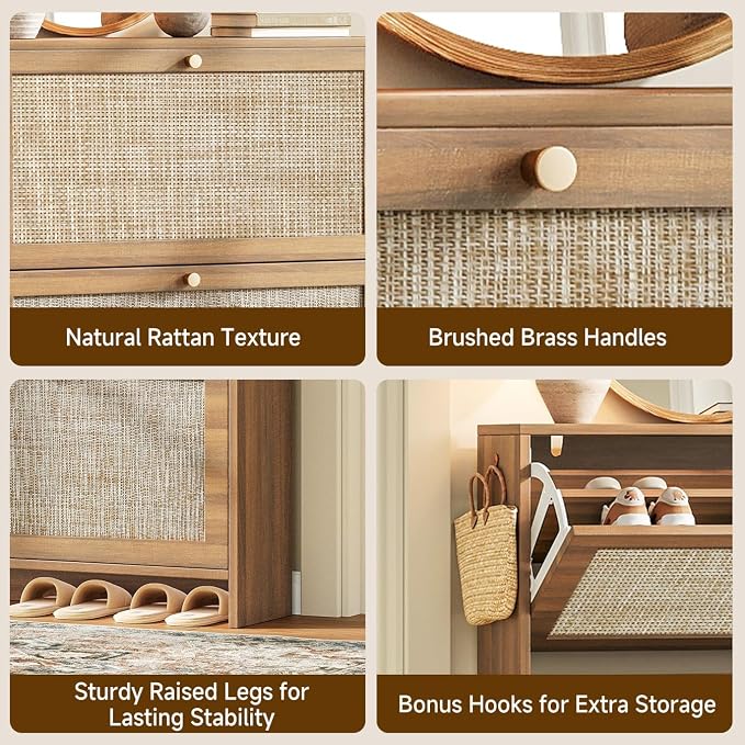 Nicetree Shoe Cabinet Storage for Entryway, 4-Flip Drawer Narrow Shoe Rack - Image 8
