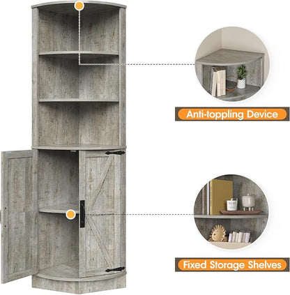 Vabches 64.8" Tall Farmhouse Corner Cabinet, Corner Shelf - Image 4