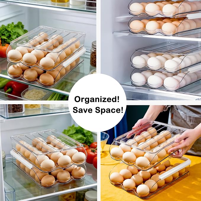 Egg Holder for Fridge, Automatic Rolling Egg Dispenser for Refrigerator - Image 7