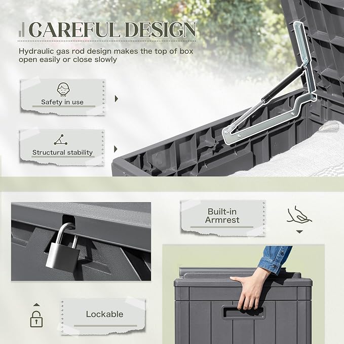 Greesum 100 Gallon Resin Deck Box Large Outdoor Storage - Image 5