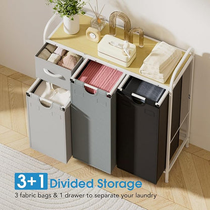 Yecaye Laundry Sorter 3 Section, Laundry Hamper - Image 2