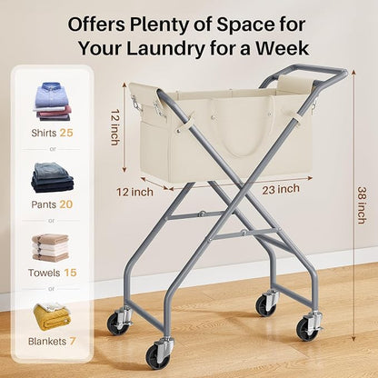 No-Bend Laundry Cart- Rolling Hamper - Image 6