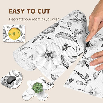 Drawer and Shelf Liner Black Flowers 23.6in x 20FT, Non Adhesive Anti-Slip - Image 7