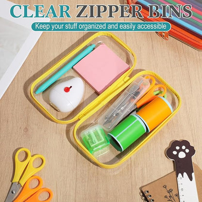 Sanwuta 6 Pcs Clear Hard Zipper Case Hard Plastic Zipper Pouches Transparent - Image 6