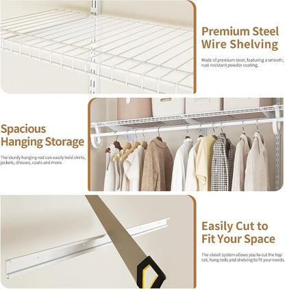 PROWORX 2-4 Ft. White Custom Insert Wire Closet Organizer System Kit | - Image 6