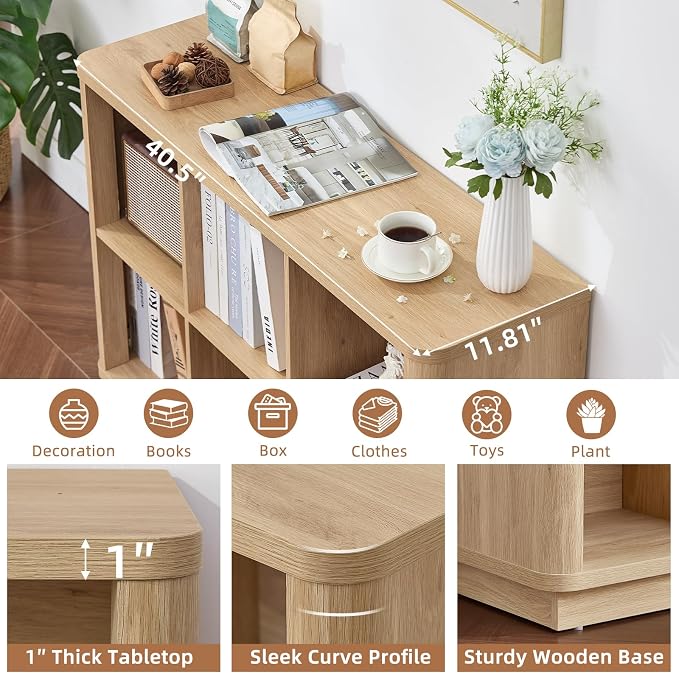 6 Cube Storage Book Shelf, Floor Standing 2-Tier Wooden Bookshelf - Image 4