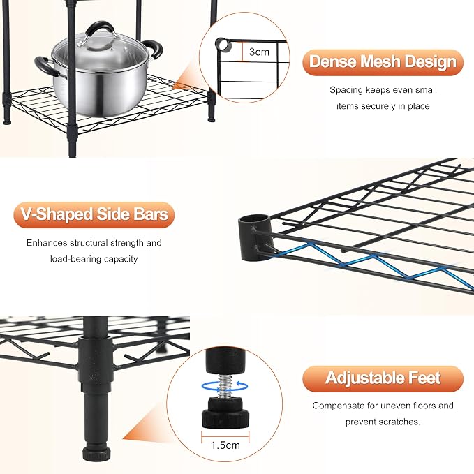 Whitmor 5 Tier Storage Shelves, Heavy Duty Metal Shelving, 400 lbs Capacity per - Image 3