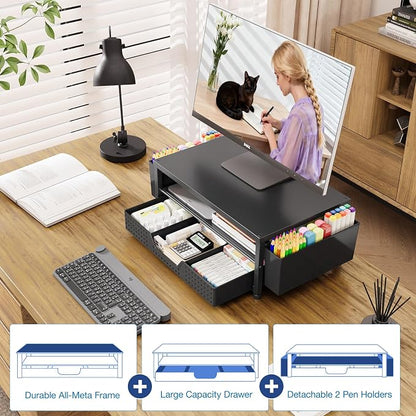 OPNICE Desk Organizer and Accessories, 2-Tier Computer Monitor Stand Riser - Image 6