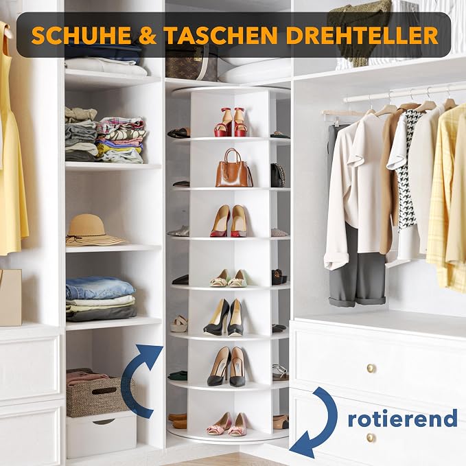SpaceAid 7 Tier Rotating Shoe Rack Tower, Spinning Shoe Display Lazy Susan - Image 5