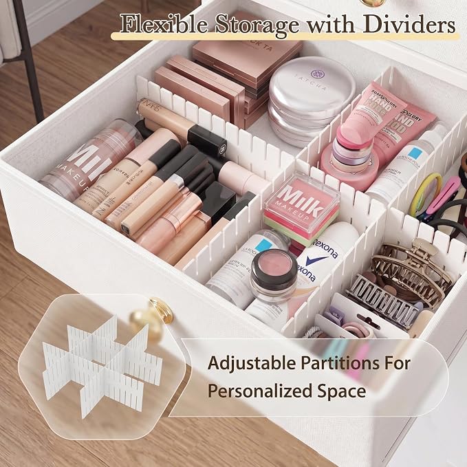 Makeup Organizer Cart with Drawers & 8 Dividers, Rolling Beauty Cart with Hooks - Image 5