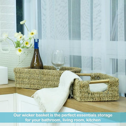 VATIMA Seagrass Baskets with Wooden Handles - Image 2