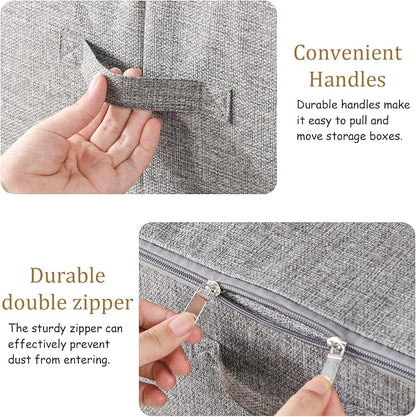 Blanket Bags with Lid, Foldable Underbed Storage Bins, Home Basket Container - Image 5