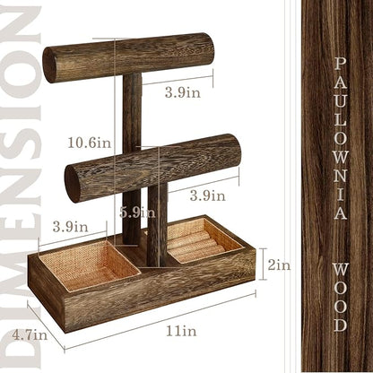 LadyRosian 2 Tier Wooden Display Jewelry Accessory Stand Jewelry Bracelet - Image 2