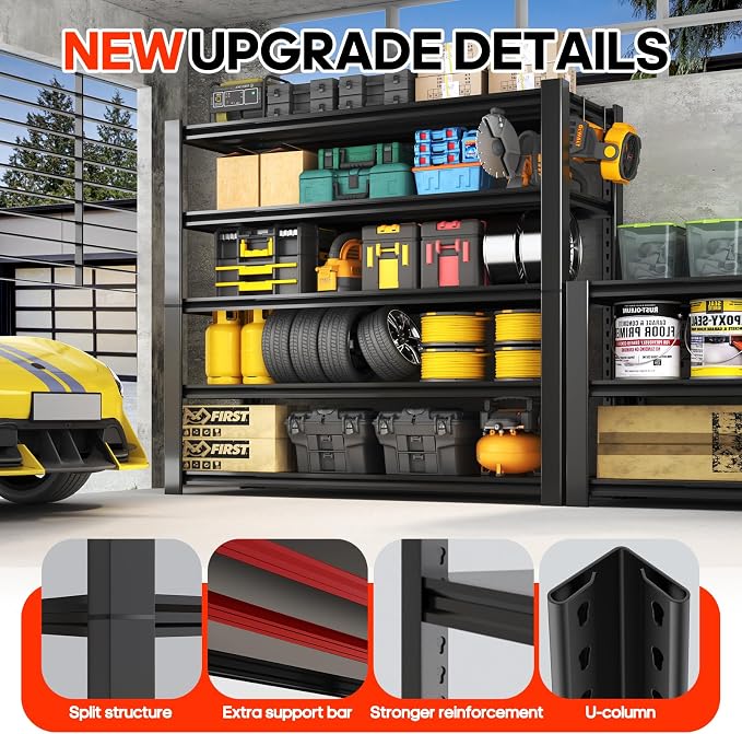 Heavy Duty 5-Tier Garage Storage Shelving Unit, Boltless Metal Rack - Image 4
