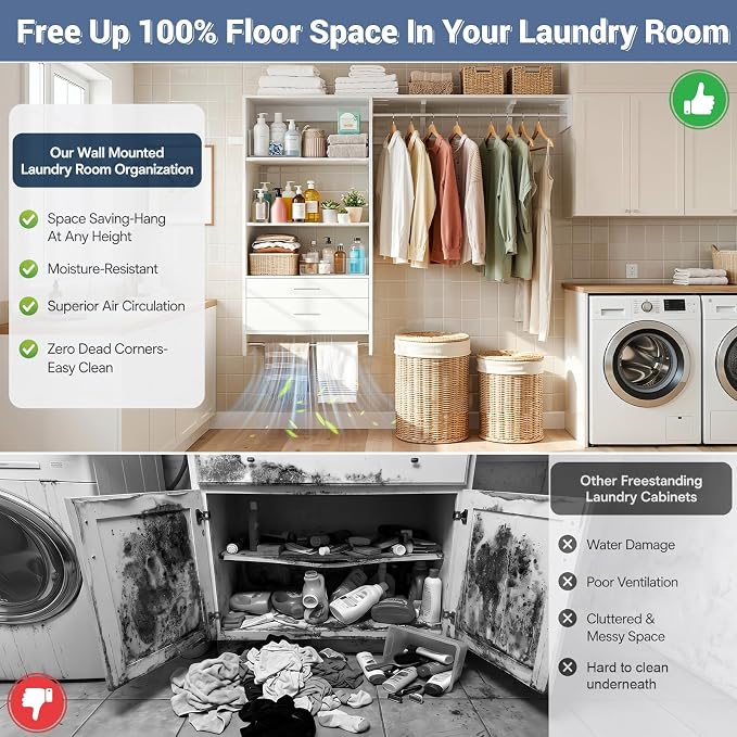 Armocity 60" Wall Mounted Laundry Room Organization - Image 2