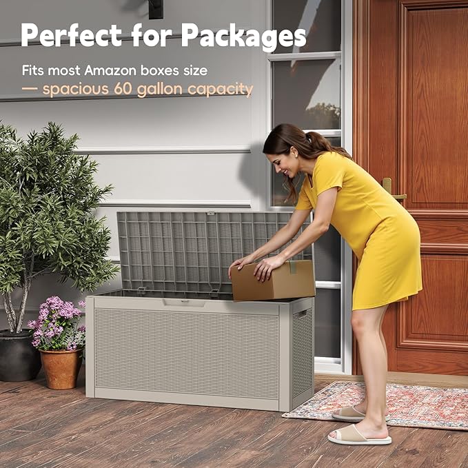 LubanNese Outdoor Storage Box, 66 Gallon Deck Box Waterproof, Outdoor Storage - Image 5
