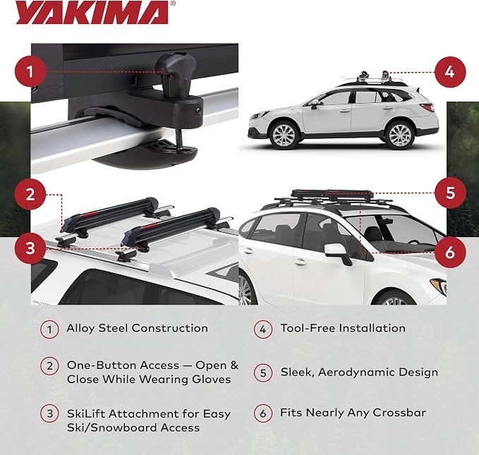 Yakima Ski & Snowboard Car Roof Rack, Fits up to 6 Ski Pairs or 4 Boards - Image 3