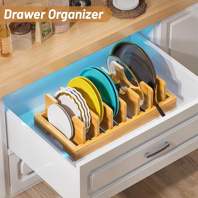 Bamboo Pot and Pan Organizer, Pot Lid Organizer Holder Rack - Image 4