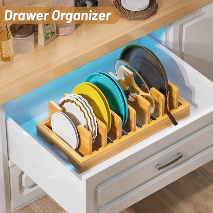 Bamboo Pot and Pan Organizer, Pot Lid Organizer Holder Rack - Image 4