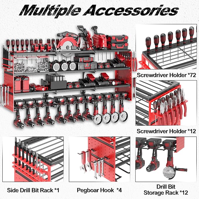 Power Tool Organizer Wall Mount, Cordless Drill Hanger Storage Rack 8 Drill - Image 3
