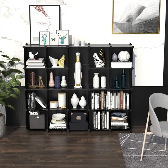 HOMIDEC 20 Black Cube Storage Organizer, Modular Storage Shelf - Image 2