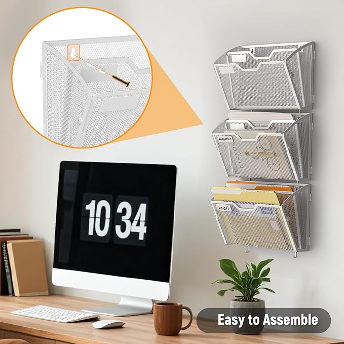 Docnest 3 Pack 2 Tier Mesh Wall File Holders - Image 6
