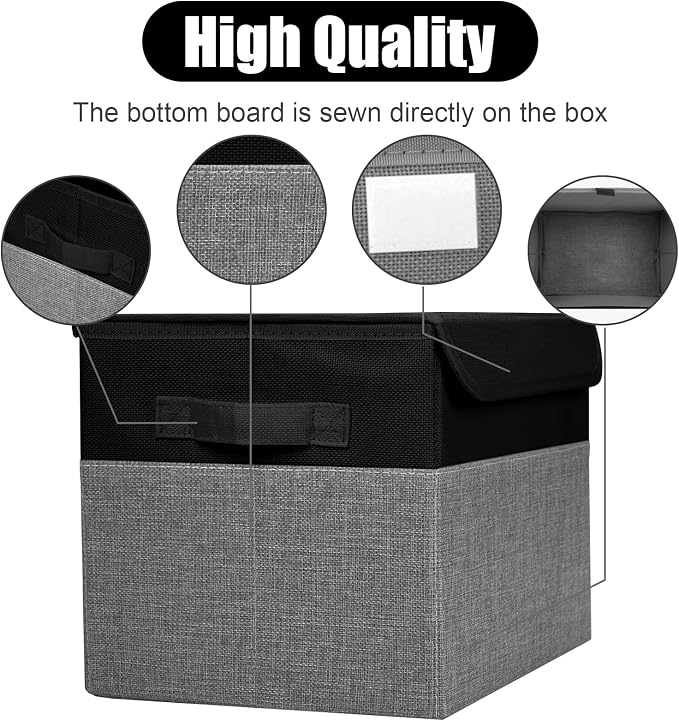 Large 22 Quart Linen Fabric Foldable Storage Bin Cube Organizer Basket - Image 5